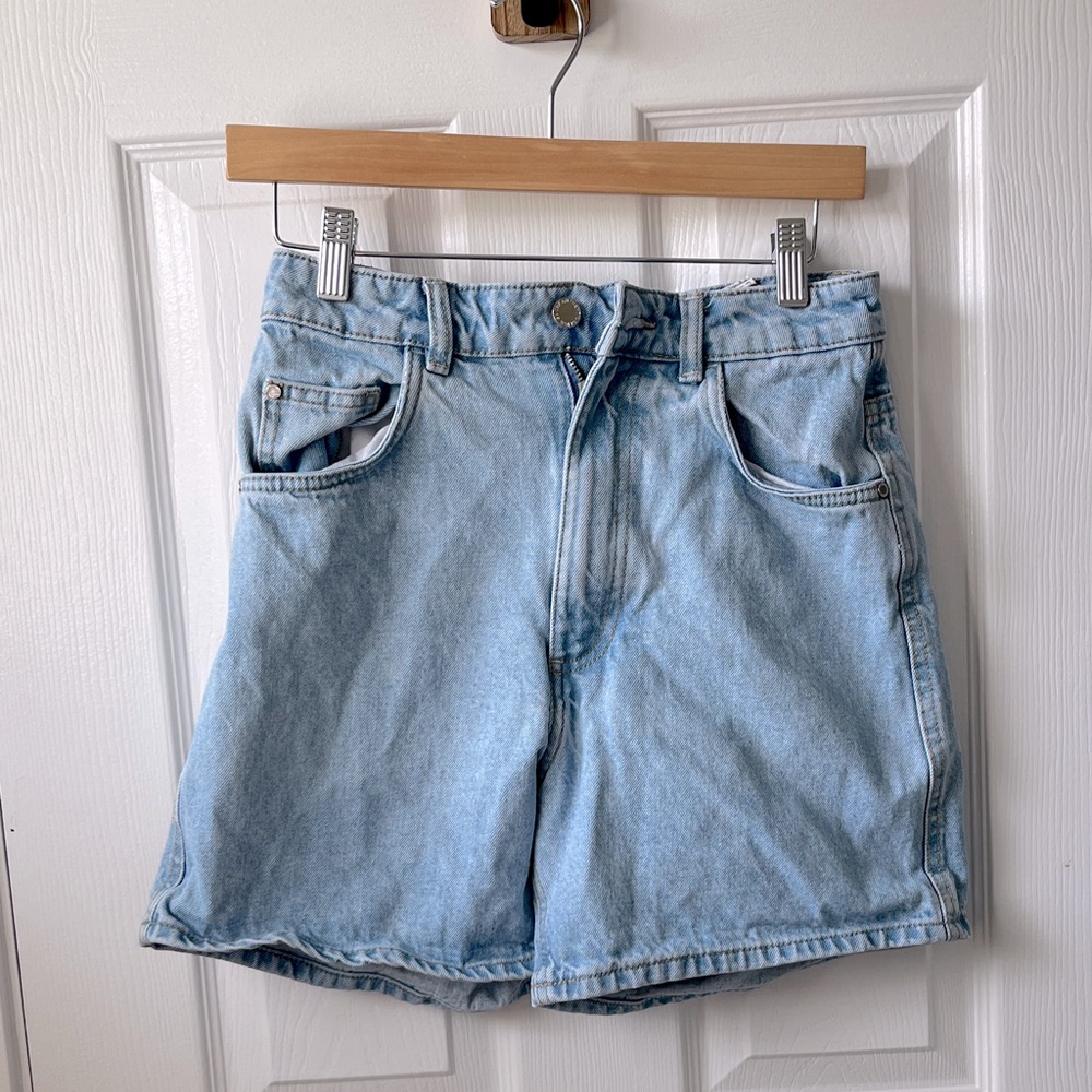 Zara TRF High Rise Mom Denim Shorts
